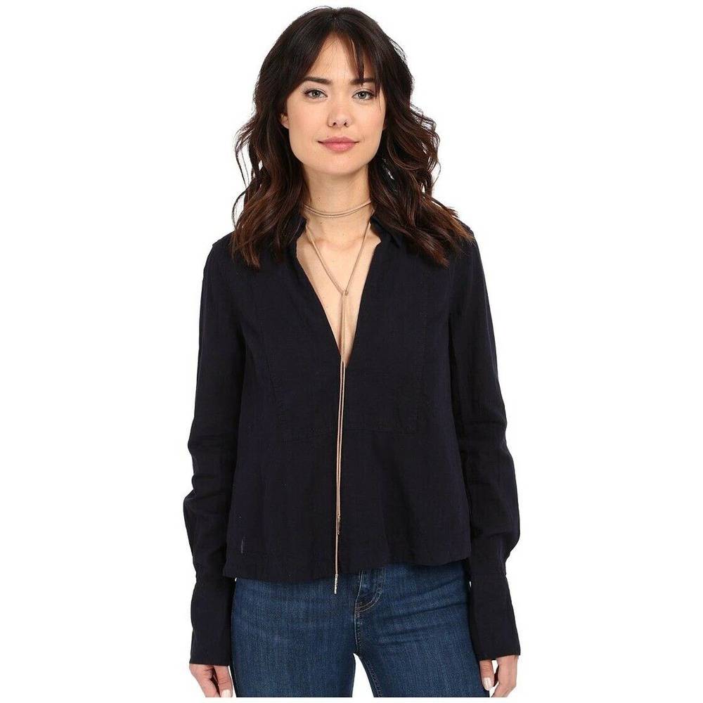 Free People Ready Or Not Black Linen S